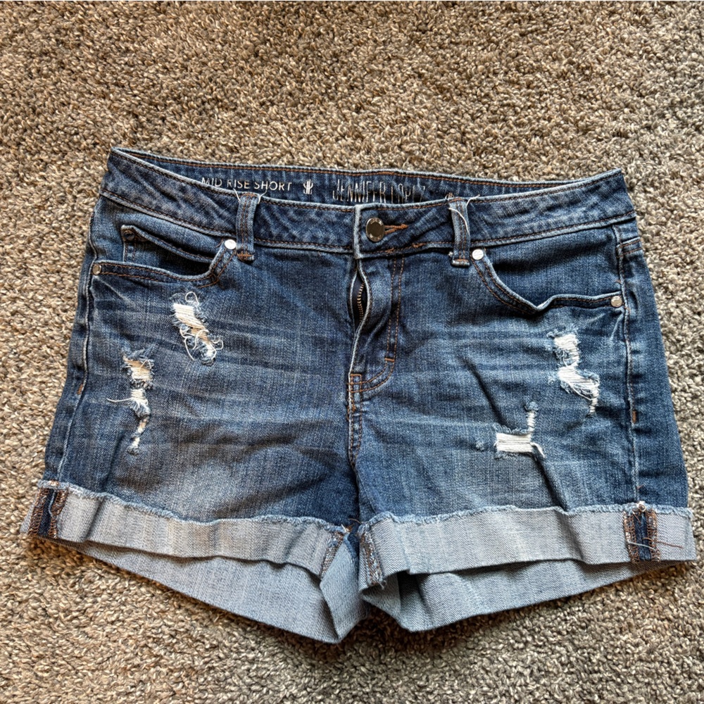 Jennifer Lopez Dark Blue Distressed Jean Shorts